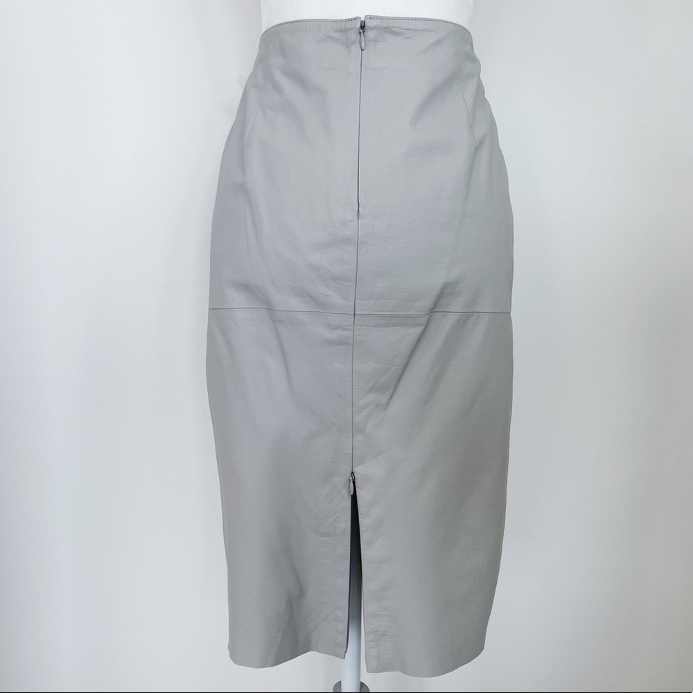 NWT By MALENE BIRGER Gray Embossed Leather Pencil Skirt - Picture 9 of 13
